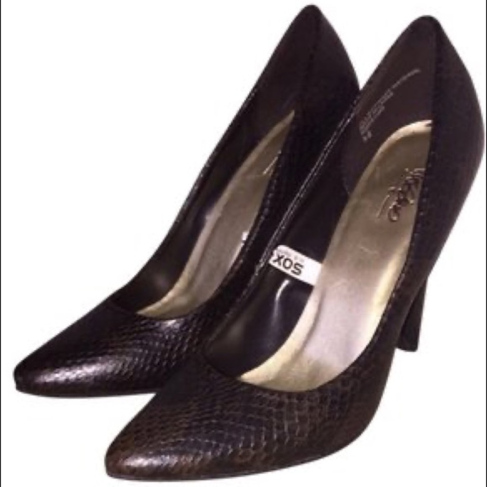 Brown Faux Snakeskin Heels